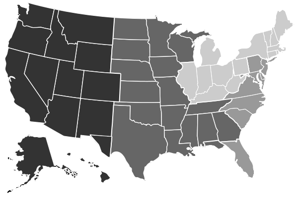 US Rep Map by Region