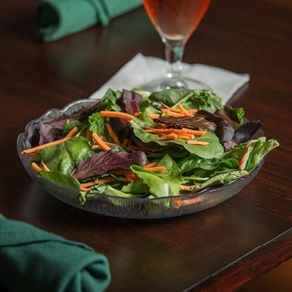 clear Petal Mist plate with salad